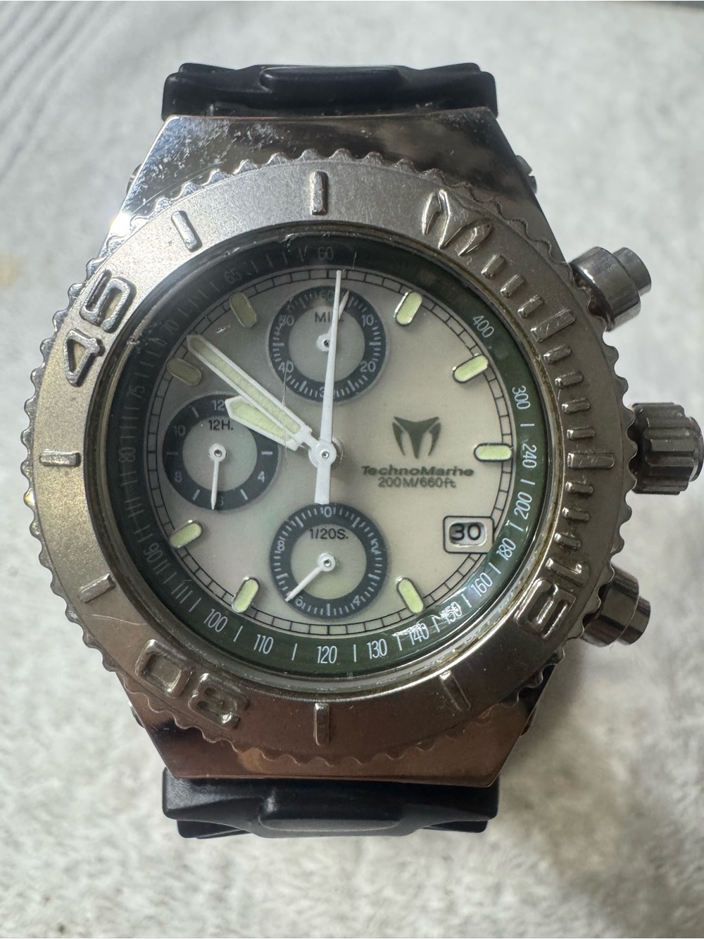 Technomarine Men's Silver and White Chronograph Watch